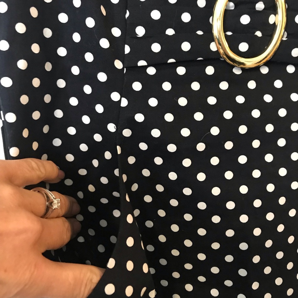 TAHARI Navy Polka Dot Sheath Dress - Picture 7 of 7